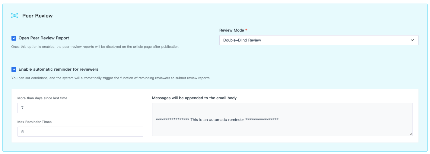 Auto reminder settings