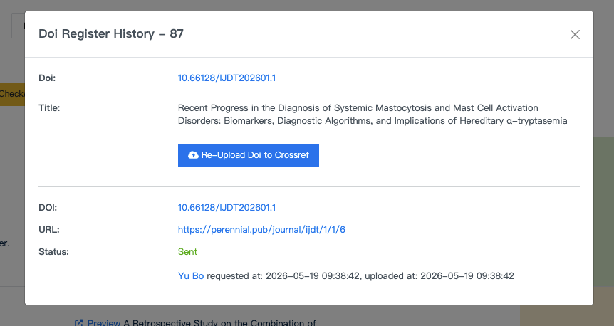 DOI registration window