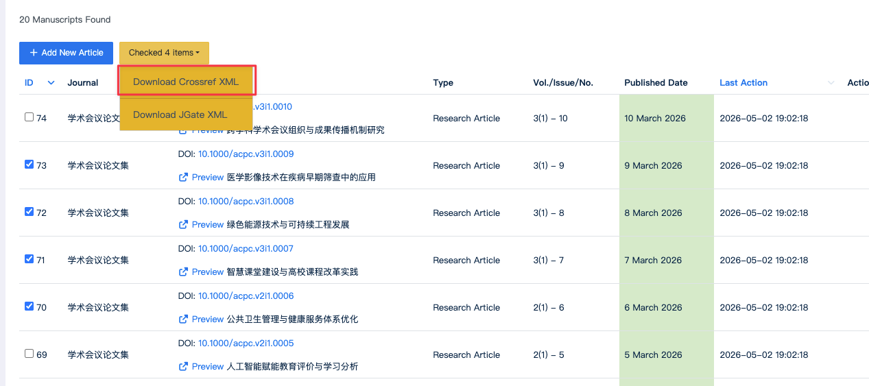 Download Crossref XML