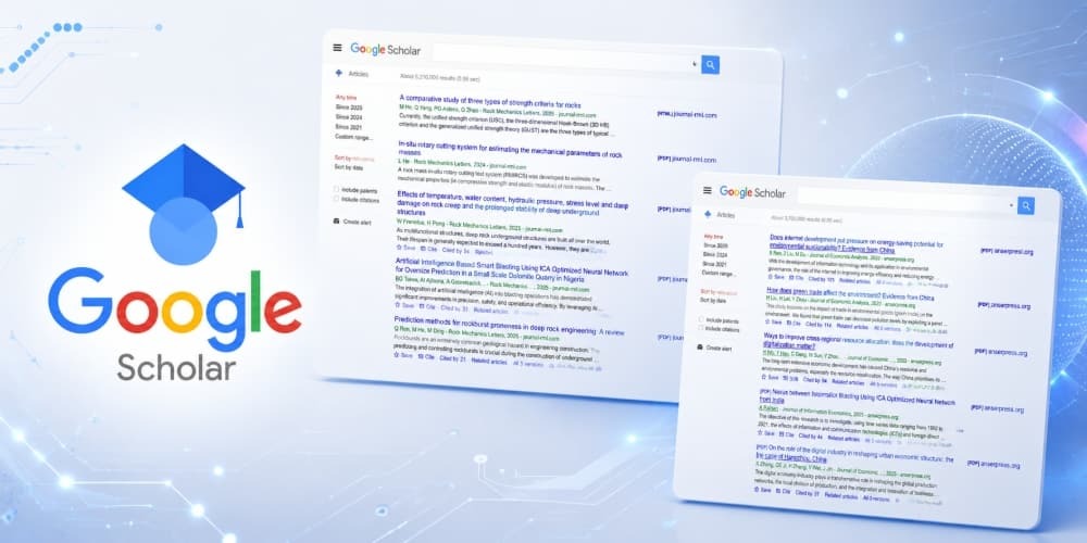 Google Scholar search results layout